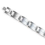 8.5 Inch Titanium Rectangle and Square Alternating Link Bracelet. - JewelryWeb
