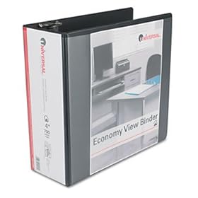 Economy D-Ring Vinyl View Binder, 4 Capacity, Black