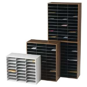 Fellowes 25123 Literature Organizer, Laminate Shell, 72 Letter Size Comp, Medium Oak