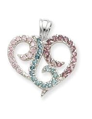 Sterling Silver Multi Color CZ Heart Pendant