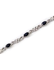 14K White Gold Oval Sapphire and Diamond Bracelet