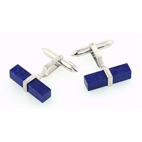 Handmade 18ct white gold cufflinks with lapis lazuli by 