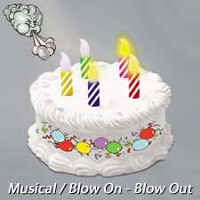 Battery Operated Musical Birthday Cake with Blow On / Blow Out Candles