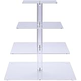 Premium Four 4-Tier Crystal Clear Acrylic Glass Square Wedding Cake Stand Cupcake Tree for Wedding Cupcakes Dessert Tower Cupcake Stand for Party Cupcakes and other Desserts