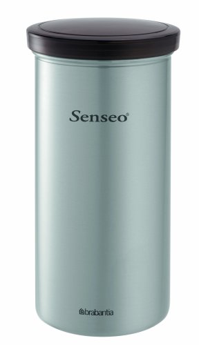 Brabantia 476228 Vorratsdose Kaffeepads Senseo mit Senseo-Aufdruck, matt steel mit Fingerprint Proof, grauer Deckel