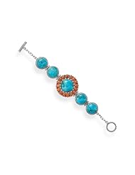 7.5" Turquoise and Coral Sunburst Toggle Bracelet