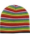 Outer Rebel Fashion Beanie- Black with Rainbow and Black Stripe