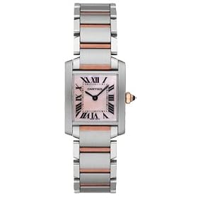 Click here to buy Cartier Tank Francaise 18kt Rose Gold and Steel Pink Mother-of-Pearl Ladies Watch W51027Q4 by Cartier.