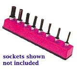 Tools & Hardware : Mechanics Time Saver 382 - 3/8 in. Drive Universal Magnetic Hot Pink Socket Holder 10-19mm - Mechanic's Time Savers - 382