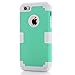 iPhone 5S Case, KAMII 3 Layers Verge Hybrid Soft Silicone Hard Plastic Triple Quakeproof Drop Resistance Protective Case Cover for iPhone 5/5S (Aqua Grey)