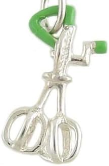 Green Handled Egg Beater Vintage Style 925 Sterling Silver and Enamel Traditional Charm or Pendant