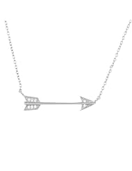 Sterling Silver Hunger Games-Inspired 16" + 2" Extension CZ Arrow Necklace