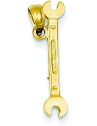 14K Gold 3D Wrench Charm Mechanic Repair Man Pendant