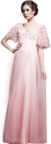 Coniefox Half Sleeves Prom Evening Dresses Size S Color Pink