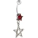Red Cubic Zirconia GOTHIC STAR Dangle Belly Ring