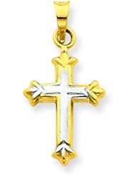 14K Two Tone Gold Cross Pendant Charm Jewelry