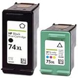 HP 74XL CB336WN & HP 75XL CB338WN Compatible Remanufactured Combo Pack - 1 Black & 1 Color Ink Cartridges