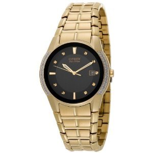 Citizen #BM6702-51E Men's Eco Drive Dress Collection Gold Tone Diamond Accented Watch