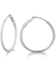 Micro Prong Sterling silver Diamond 0.20ct round hoop Earring (H-I, I2-I3)