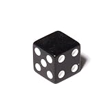 16mm d6 Black Opaque Square Edge Dice with "Blank 1 Pip"
