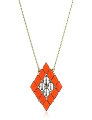 Anton Heunis Inca Goddess Tangerine Harlequin Mosaic Diamond Pendant Necklace