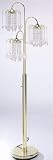 Polished Brass Triple Floor Lamp with Crystaline- Gold
