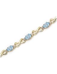 14K Yellow Gold Oval Aquamarine and Diamond Bracelet