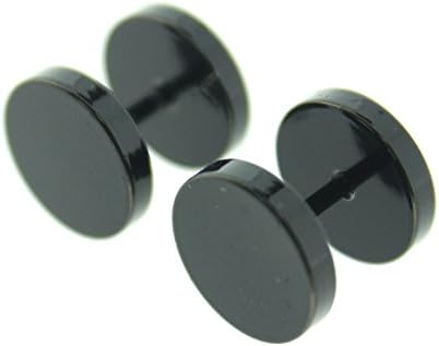 10mm Stainless Steel Black Barbell Stud Earrings- Mens Jewellery by Opouriao
