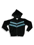 Kyds - Girls Velour Hooded Sweatshirt Jacket, Black, Teal