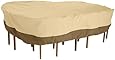 Classic Accessories Veranda Patio Table & Chair Set Cover 70932, Large, Pebble for Rectangular or Oval Table up to 108 Inches Long
