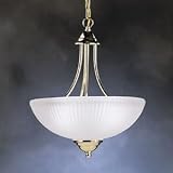 3 Lt Pendant, Polished Brass, Clear Etched glass