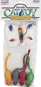 Vo-Toys Butterfly with 4 Sisal Mice Cat Toy