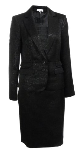 Calvin Klein Women's Jacquard Skirt Suit Black