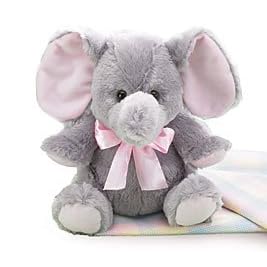 Plush Sylvia Gray Elephant with Pink Ears