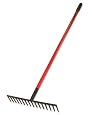 Bully Tools 92311 16-Inch All Steel Head Level Head Rake with Fiberglass Long Handle