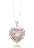 10k White Gold Heart Pink Mother-Of-Pearl Diamond Pendant (1/5 cttw, I-J Color, I2-I3 Clarity), 18