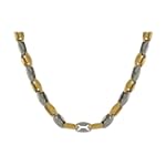 Men's Gold Overlay Stainless Steel Puff Link Necklace, 24"