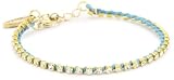 Ettika Gold Colored Rhinestone Crystal Chain Turquoise-Color Tennis Bracelet
