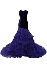 Sexy Strapless Backless Sleeveless Mermaid Organza/Velvet Evening Dress/Prom Dress/Party Dress  with a Brush/Sweep Train 