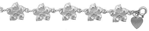 Sterling Silver Plumeria Flower Charm Bracelet