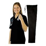 Women's Scrub Set Medical Scrub Top and Pant (Black, Small) SIZES RUN LARGE!