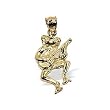 10KT Solid Yellow Gold Pendant Guitar Playing Frog 10K Musical Charm