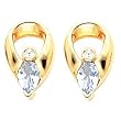 14K Yellow Gold Aquamarine and Diamond Earrings