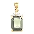 14K Yellow Gold Prasiolite (Green Amethyst) and Diamond Pendant
