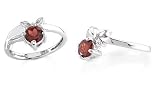 Round Cut Garnet Ring Sterling Silver