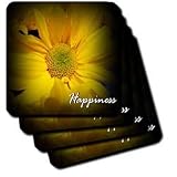 Happiness Yellow Mum with effects - Set Of 4 Coasters - Soft