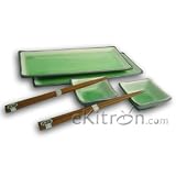 6 piece Japanese Sushi Plate Set w/ Chopsticks
