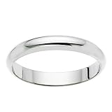 14k White Gold Half Round Women's Wedding Band, 3mm.