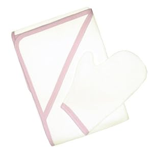 Tadpoles Organics Hooded Towel & Mitt Set, Pink