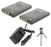 ValuePack (2 Count): Replacement Battery PLUS Mini Battery Travel Charger for Specific Digital Camera and Camcorder Models / Compatible with CASIO NP-30DBA, CREATIVE NP-60, FUJIFILM NP-60, KODAK KLIC-5000, OLYMPUS LI-20B, PANASONIC CGA-S301, CGA-S302A, VW-VBA10, VW-VBA20, VW-VBA21, PENTAX D-LI2, RICOH DB-40, SAMSUNG SLB-1037, SLB-1137, SONY COMA-BP1, TOSHIBA PDR-BT3 Charges with Intelligent Charge Technology - Includes Car Adapter, TWO Batteries and One Mini Tripod with Expandable Legs